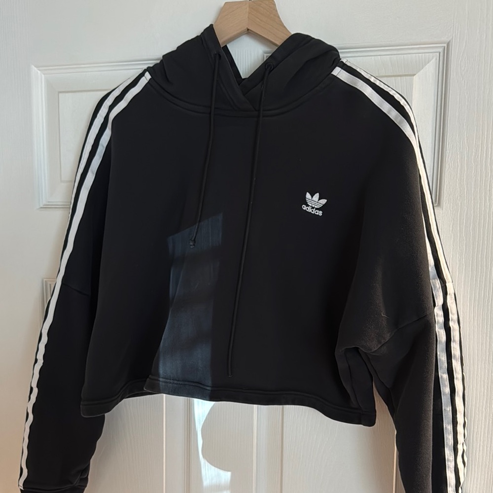 Adidas Black Cropped Hoodie